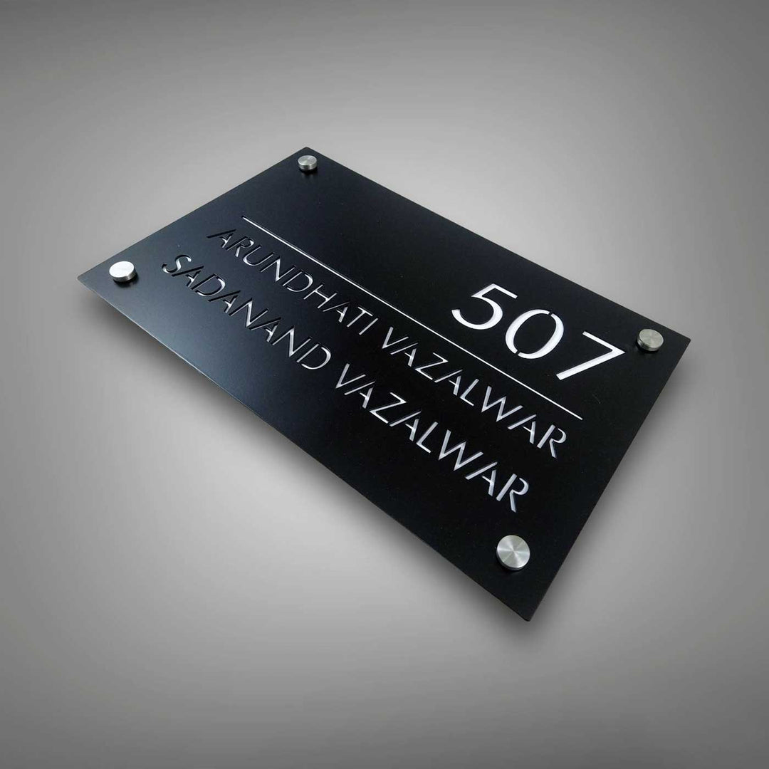 Personalized Rectangle Elegant Black Acrylic Name Plate