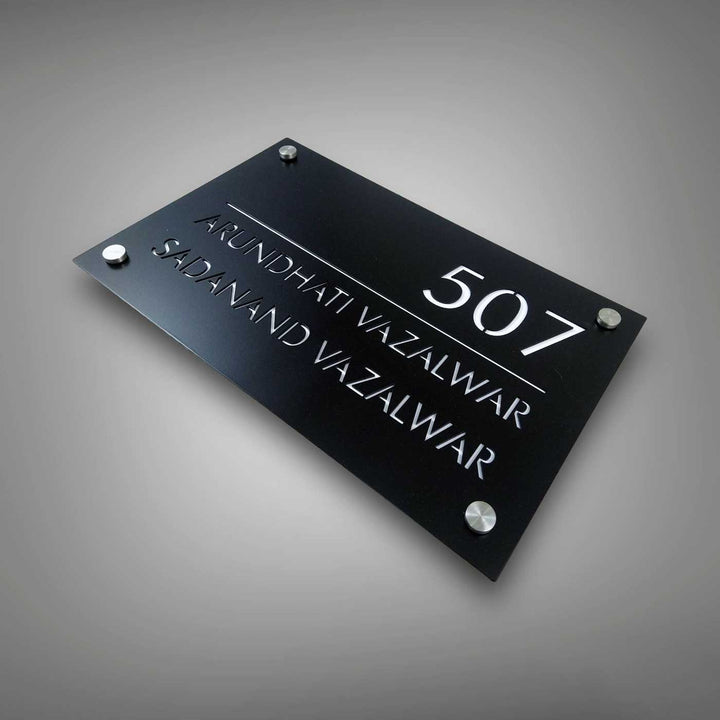 Personalized Rectangle Elegant Black Acrylic Name Plate