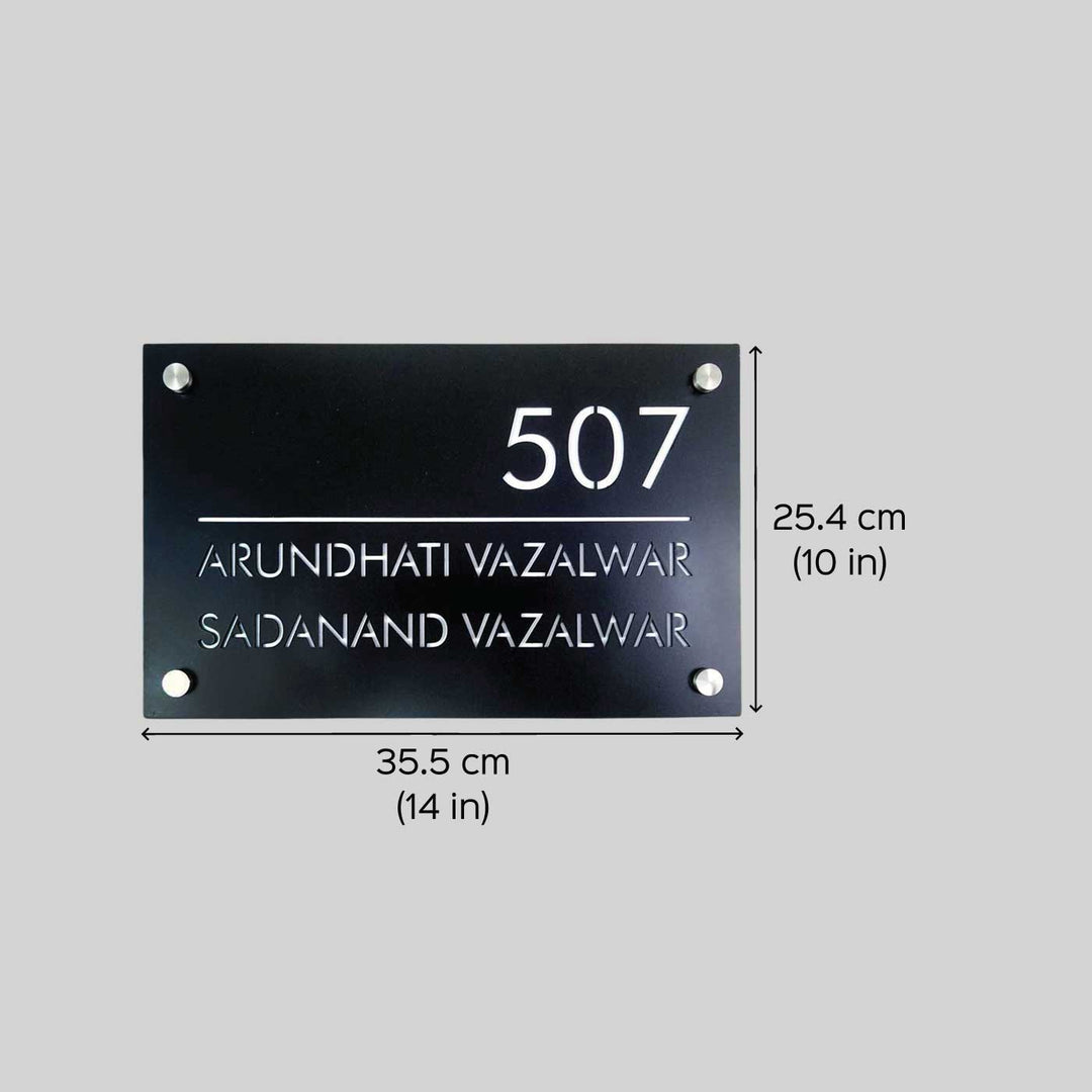 Personalized Rectangle Elegant Black Acrylic Name Plate