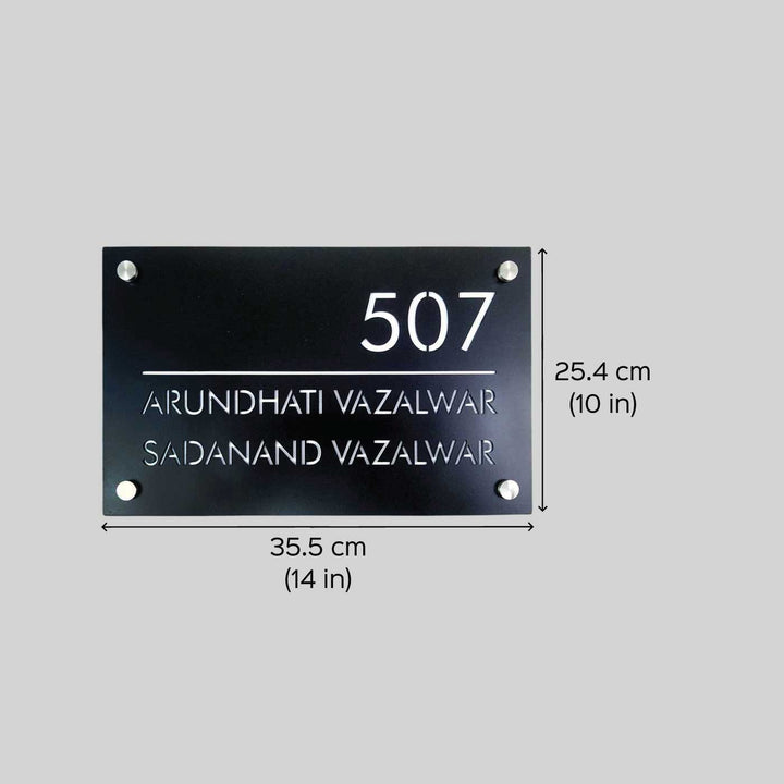 Personalized Rectangle Elegant Black Acrylic Name Plate