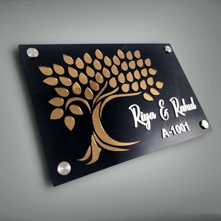 Personalized Elegant Tree Theme Acrylic Name Plate With 3D Letters