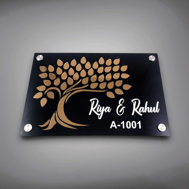 Personalized Elegant Tree Theme Acrylic Name Plate With 3D Letters