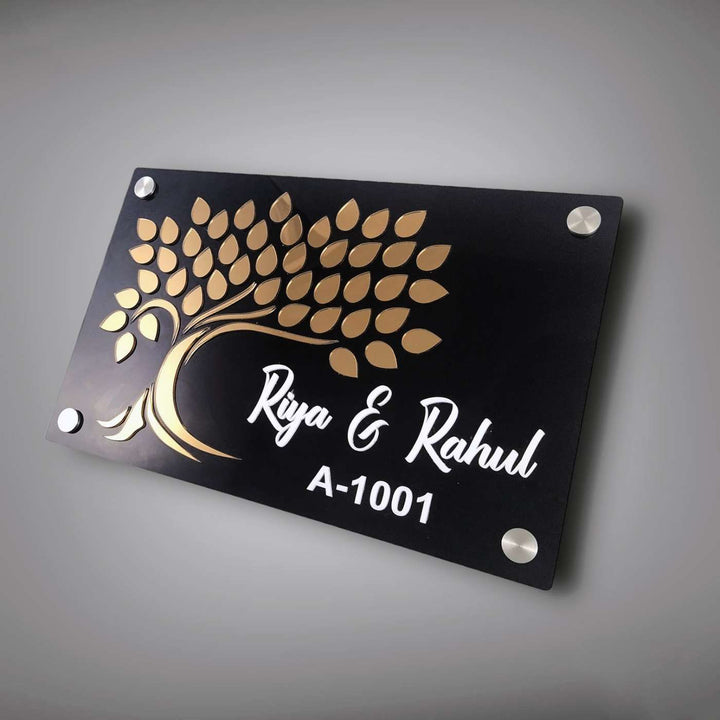 Personalized Elegant Tree Theme Acrylic Name Plate With 3D Letters