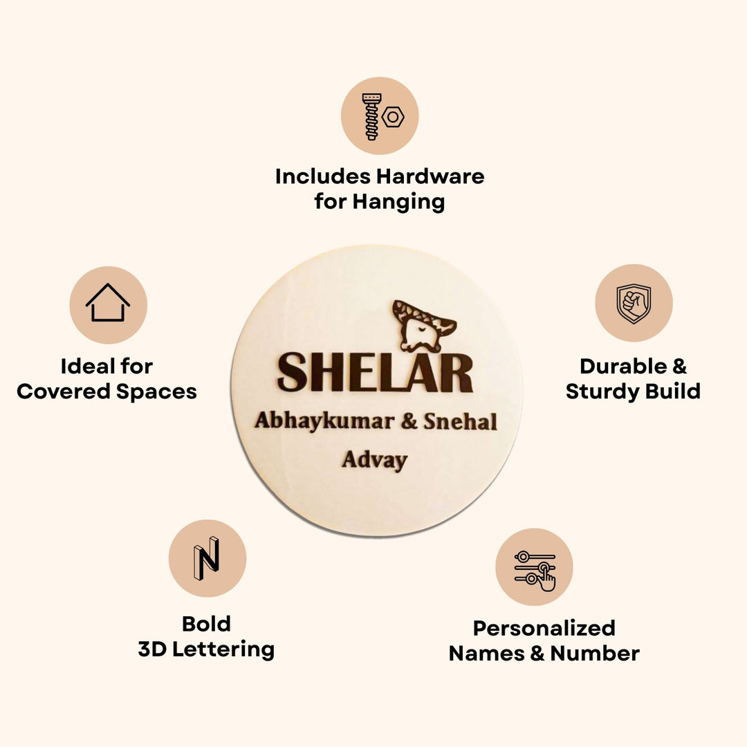 Personalized Round Beige Acrylic Office Name Plate With Logo