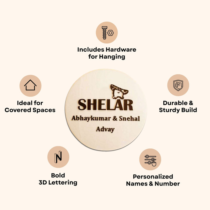 Personalized Round Beige Acrylic Office Name Plate With Logo