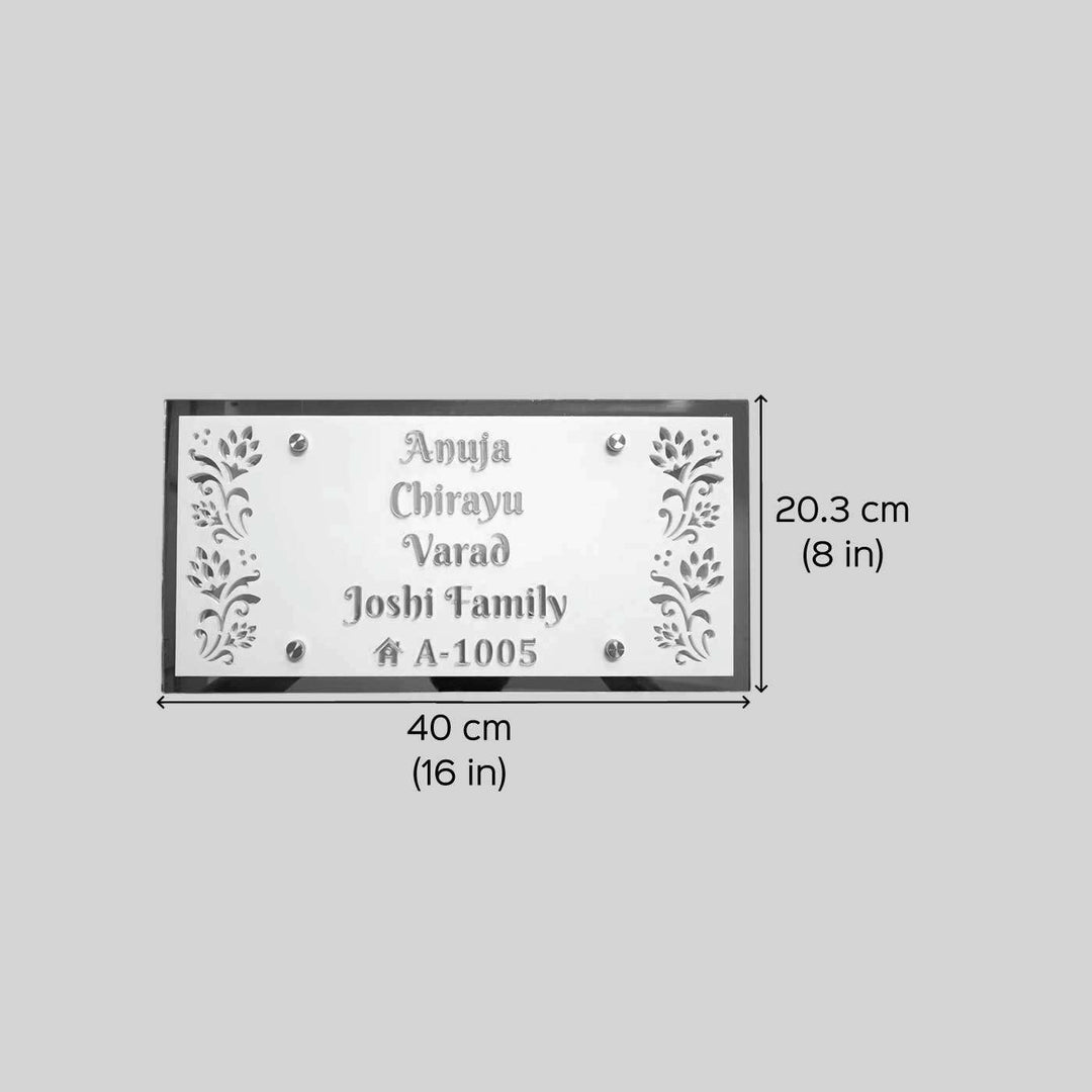 Personalized White & Gold Floral Theme Acrylic Name Plate