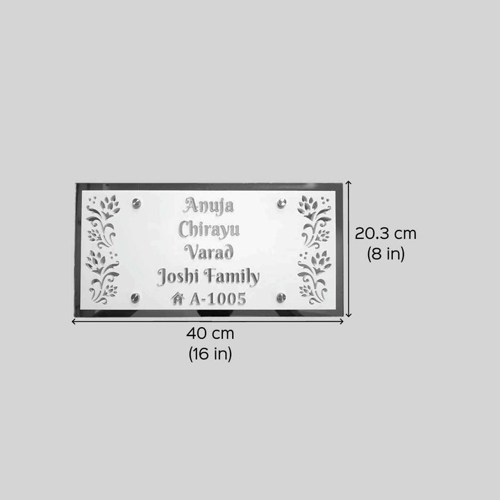 Personalized White & Gold Floral Theme Acrylic Name Plate