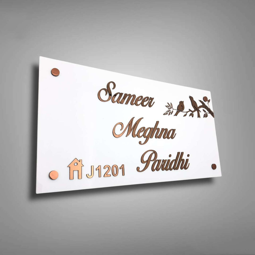 Personalized Rectangle Birds Theme Acrylic Name Plate
