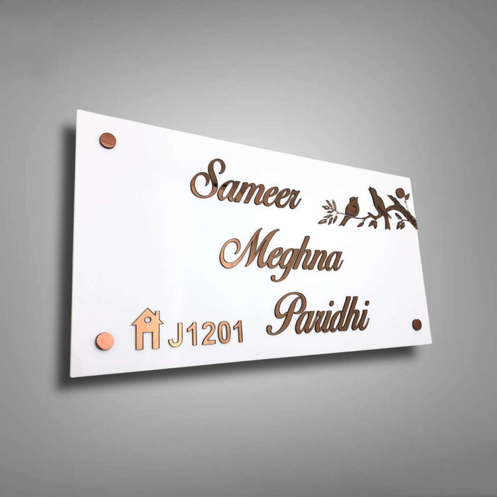 Personalized Rectangle Birds Theme Acrylic Name Plate