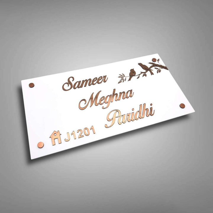 Personalized Rectangle Birds Theme Acrylic Name Plate