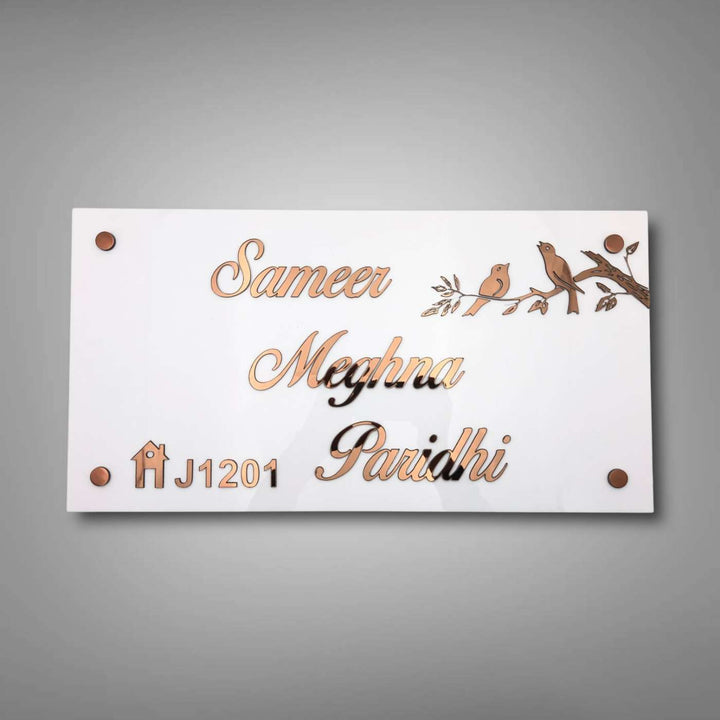 Personalized Rectangle Birds Theme Acrylic Name Plate