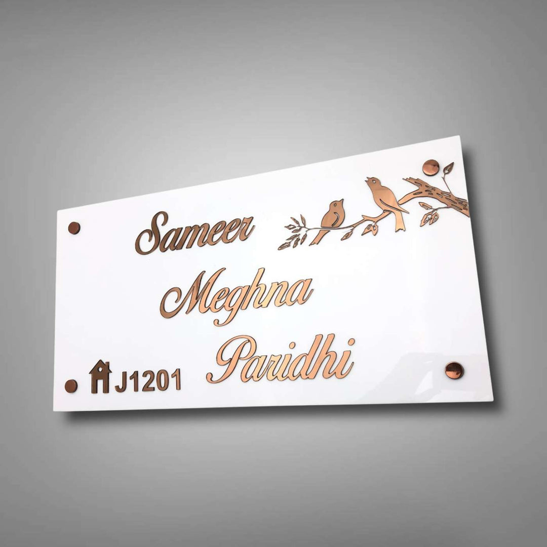 Personalized Rectangle Birds Theme Acrylic Name Plate