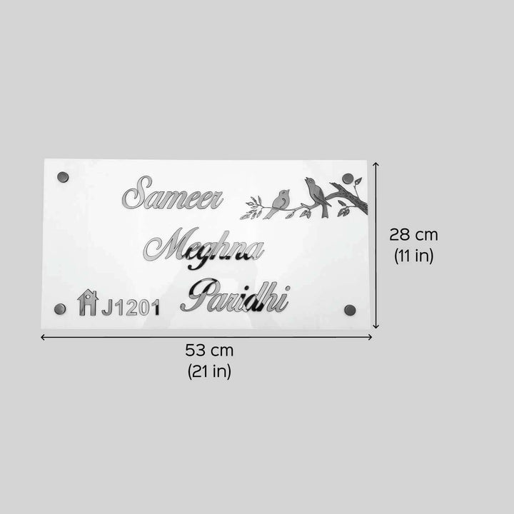 Personalized Rectangle Birds Theme Acrylic Name Plate