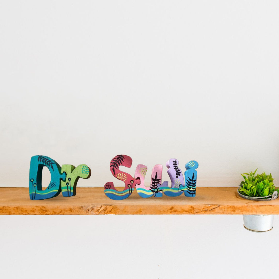 Hand Painted Wooden Jigsaw Name Blocks For Doctor