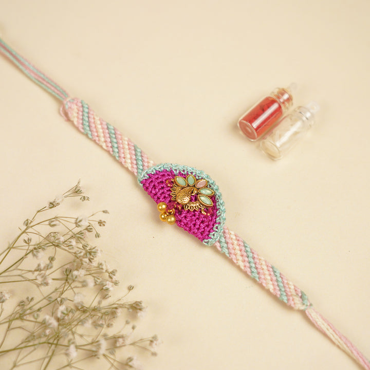 Handmade Purple Peacock Bhaiya Bhabhi Rakhi With Roli Chawal | Set Of 2