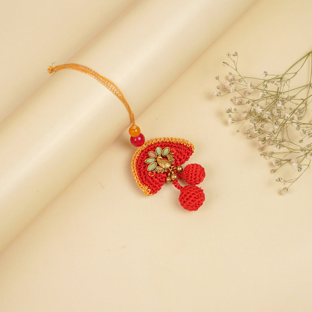 Handmade Crochet Peacock Bhaiya Bhabhi Rakhi With Roli Chawal | Set Of 2