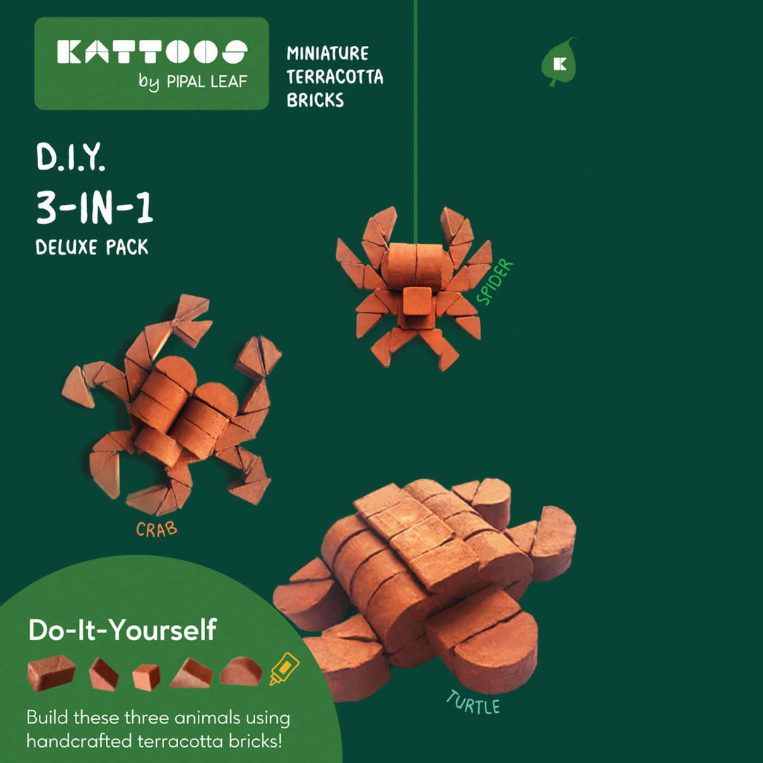 Terracotta Bricks DIY Construction Set | 3 Animals