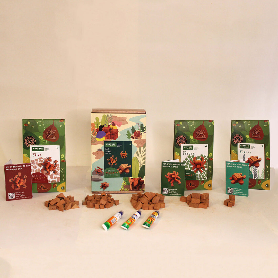 Terracotta Bricks DIY Construction Set | 3 Animals