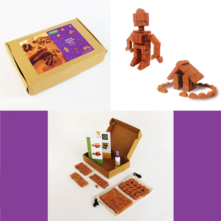 Terracotta Bricks DIY Construction Kit Gift Pack | 138 Assorted Bricks