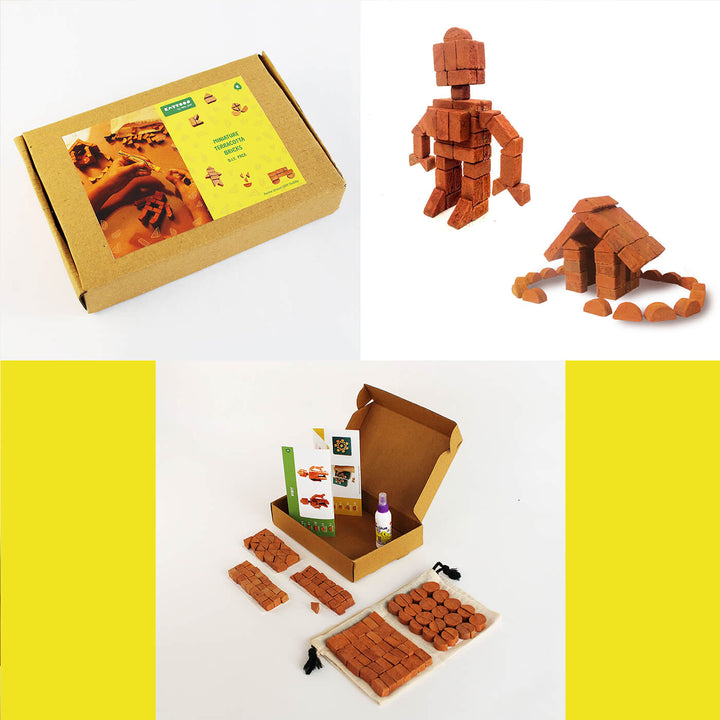 Terracotta Bricks DIY Construction Kit Gift Pack | 138 Assorted Bricks