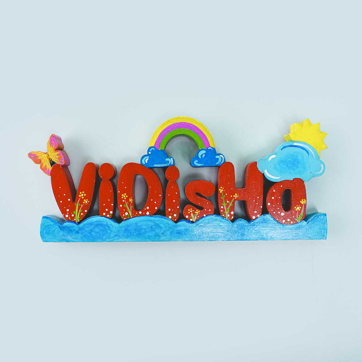 Handcrafted Personalized Rainbow Themed 3D Name Block For Kids