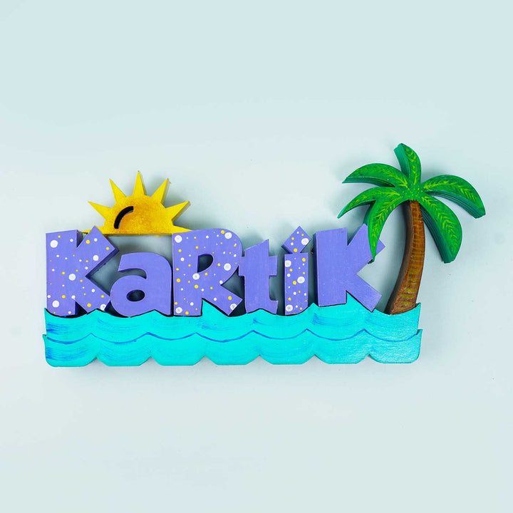 Handcrafted Personalized Beach Themed 3D Name Block For Kids