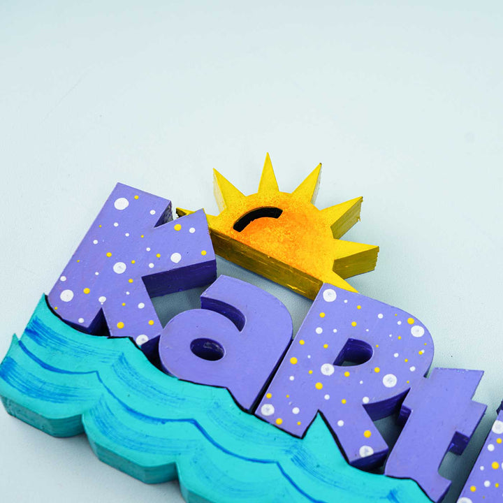 Handcrafted Personalized Beach Themed 3D Name Block For Kids