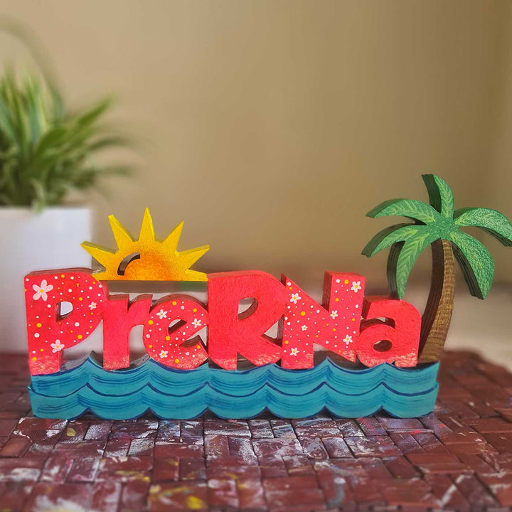 Handcrafted Personalized Beach Themed 3D Name Block For Kids