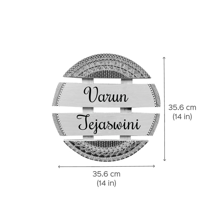 Handcrafted Personalized Mandala Round Pinewood Nameplate