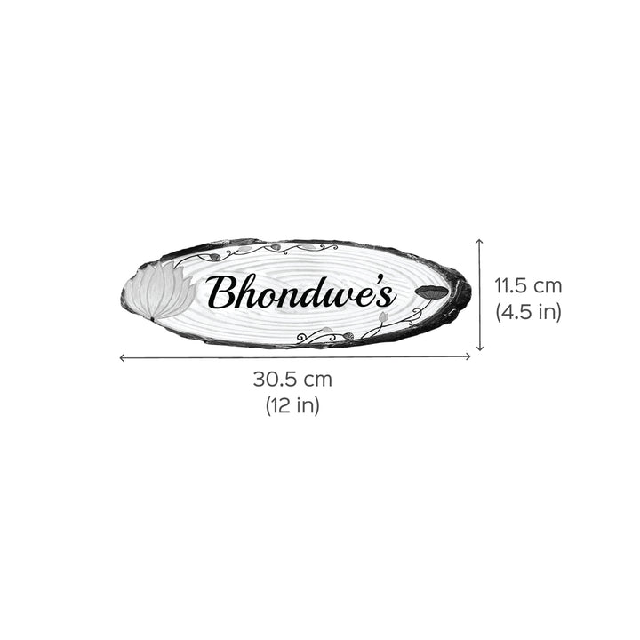 Handcrafted Personalized Lotus Oval Pinewood Nameplate