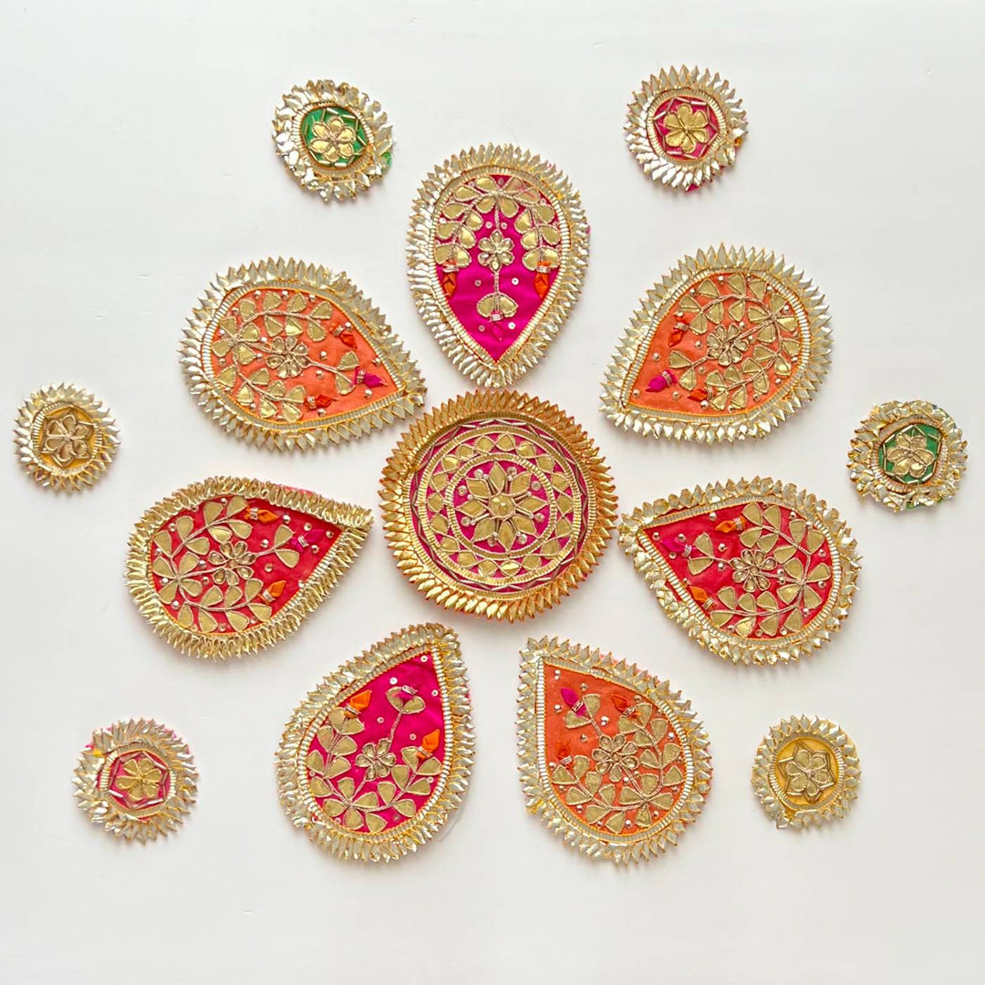 Handmade Gota Patti Flower Design Rangoli