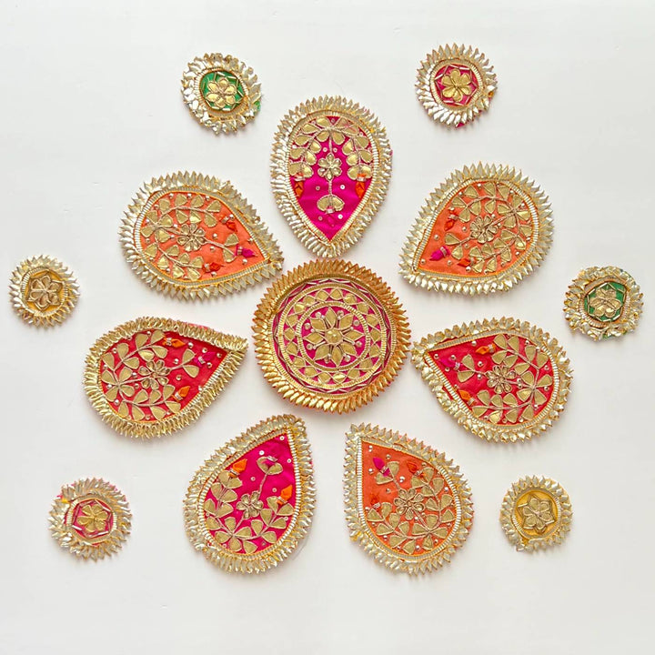 Handmade Gota Patti Flower Design Rangoli