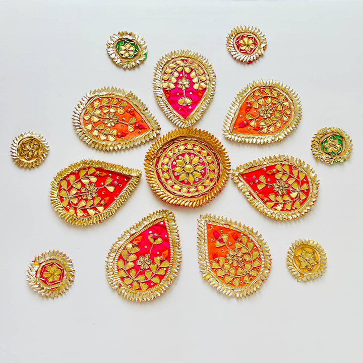 Handmade Gota Patti Flower Design Rangoli