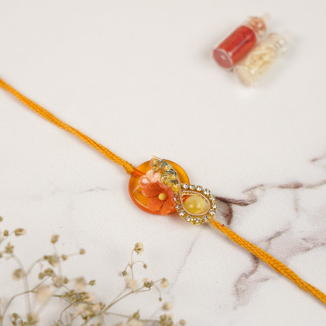 Handmade Stone Embellished Floral Rakhi For Brother