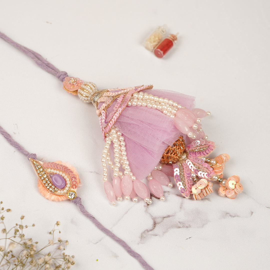 Handmade Beaded Pearl & Sequins Bhaiya Bhabhi Rakhi | Set Of 2