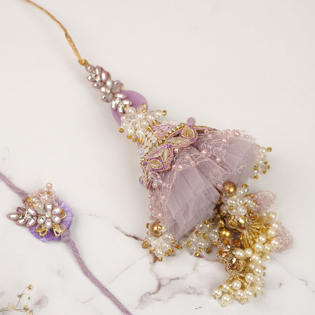 Handmade Beaded Pearl & Sequins Bhaiya Bhabhi Rakhi | Set Of 2