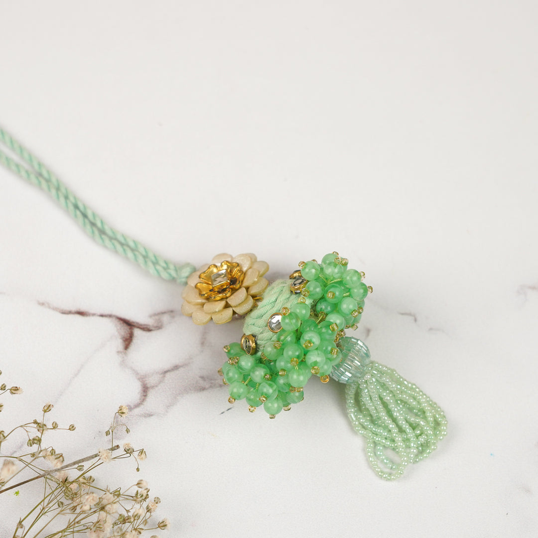 Handmade Beaded Floral Lumba Rakhi For Bhabhi