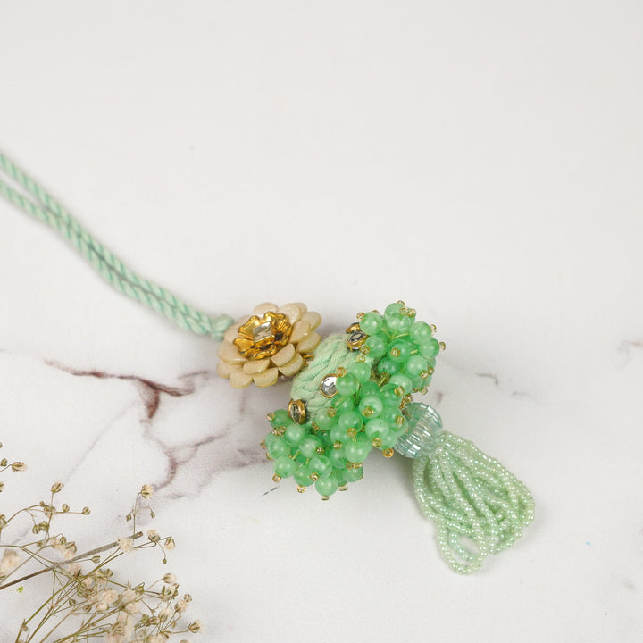 Handmade Beaded Floral Lumba Rakhi For Bhabhi