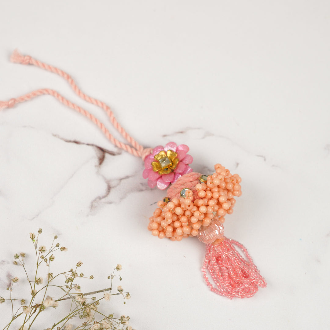 Handmade Beaded Floral Lumba Rakhi For Bhabhi