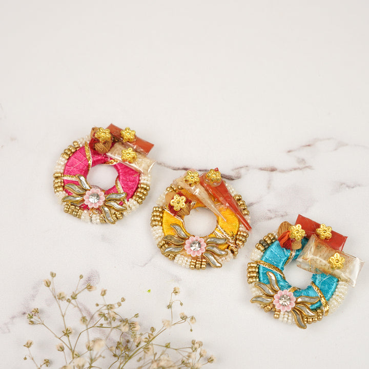 Handmade Beaded Pearl Embellished Ring With Roli Chawal