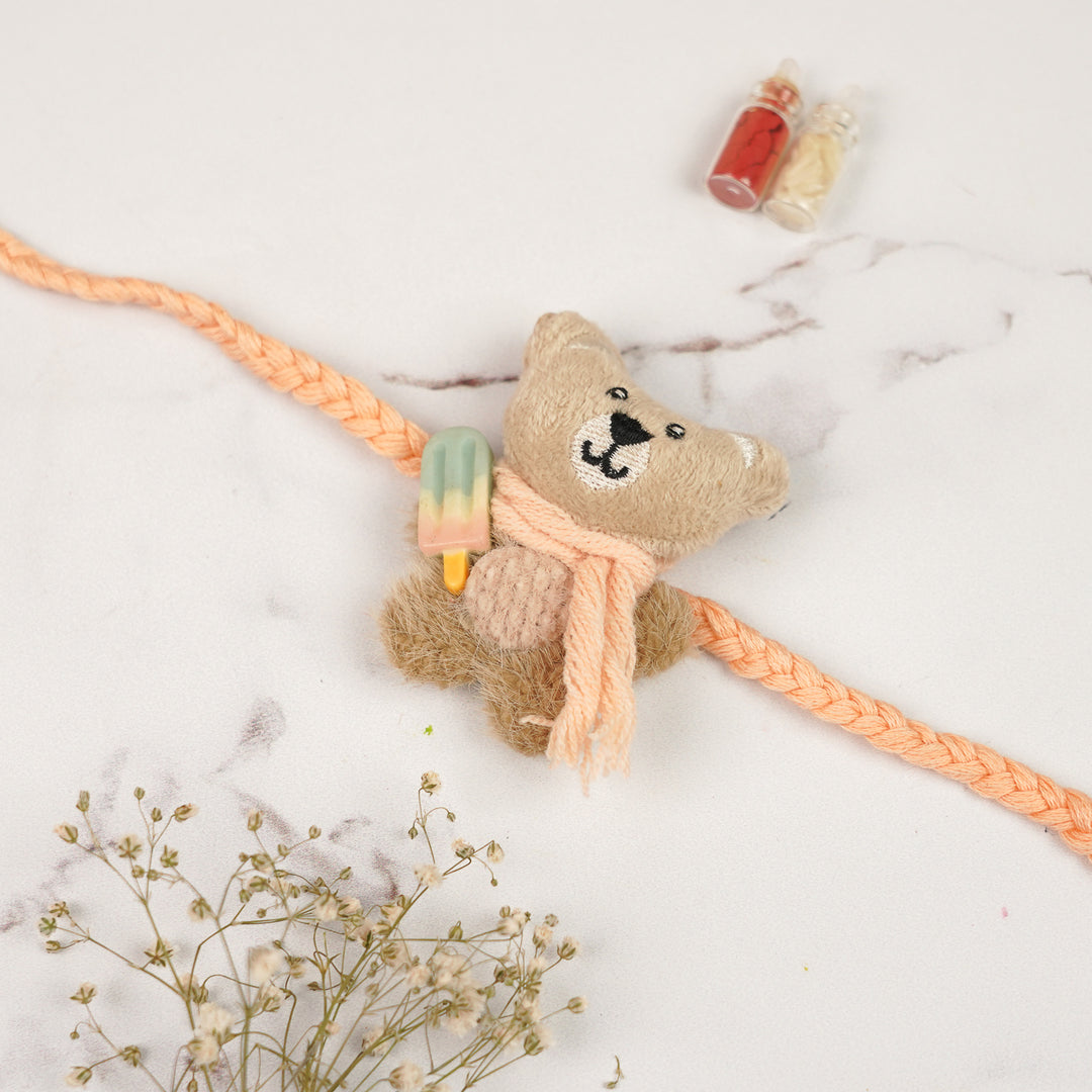 Handmade Teddy Bear Theme Kids Rakhi For Brother