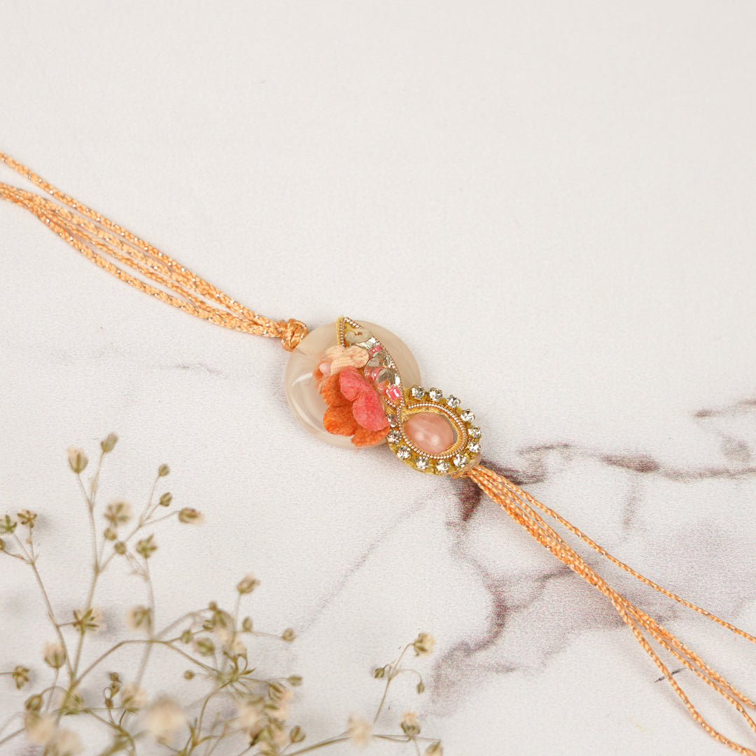 Handmade Stone Embellished Floral Rakhi For Brother