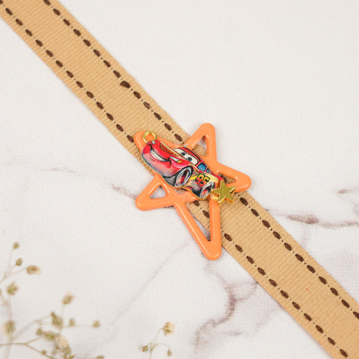 Handmade Speed Car Theme Metal Rakhi For Brother