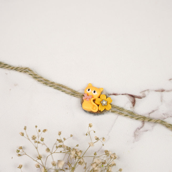 Handmade Cat & Flower Rakhi For Brother