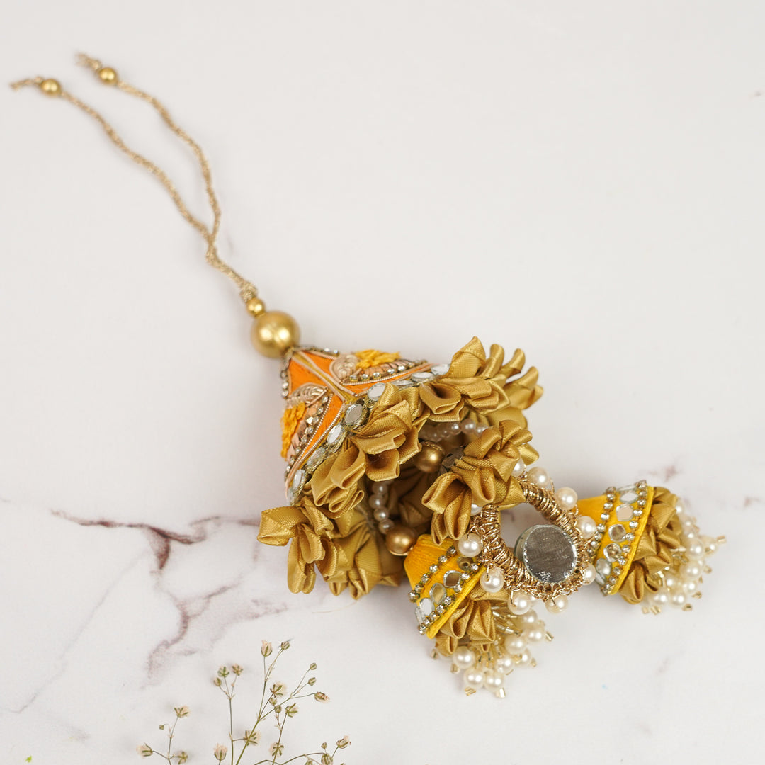 Handmade Zardozi Pearl & Stone Embellished Bhaiya Bhabhi Rakhi | Set Of 2