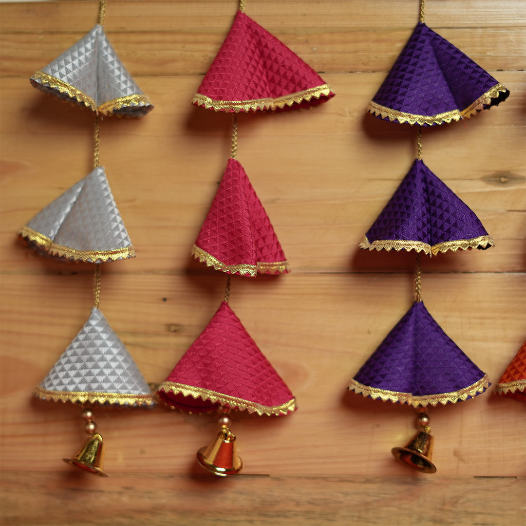 Set of 9 | Navrang Handmade Khun Fabric Latkan Hanging For Pooja/Festive Decor