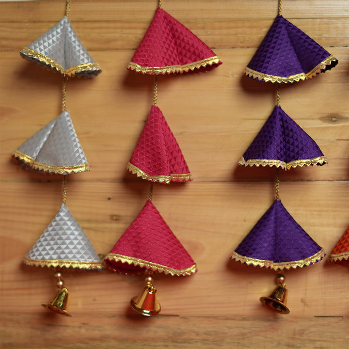 Set of 9 | Navrang Handmade Khun Fabric Latkan Hanging For Pooja/Festive Decor