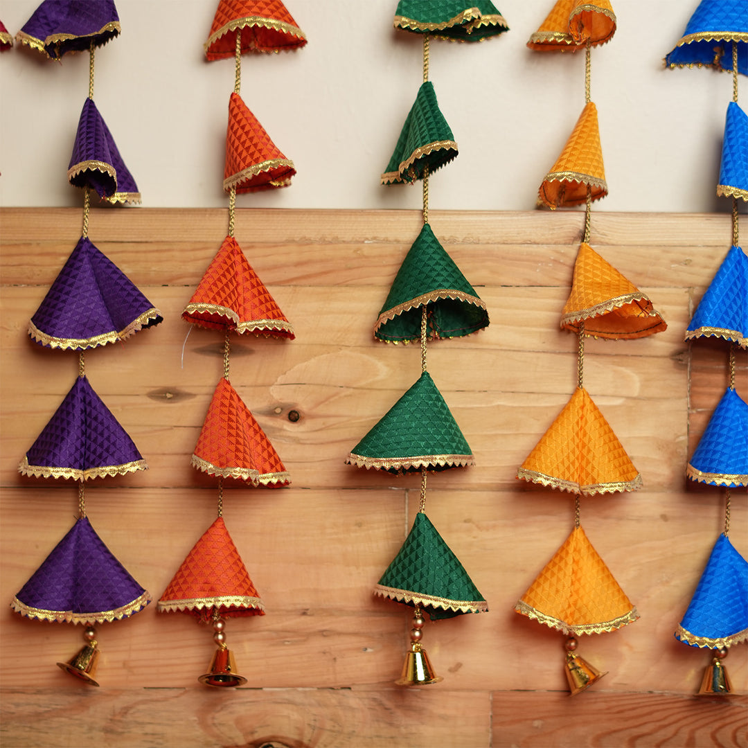 Set of 9 | Navrang Handmade Khun Fabric Latkan Hanging For Pooja/Festive Decor