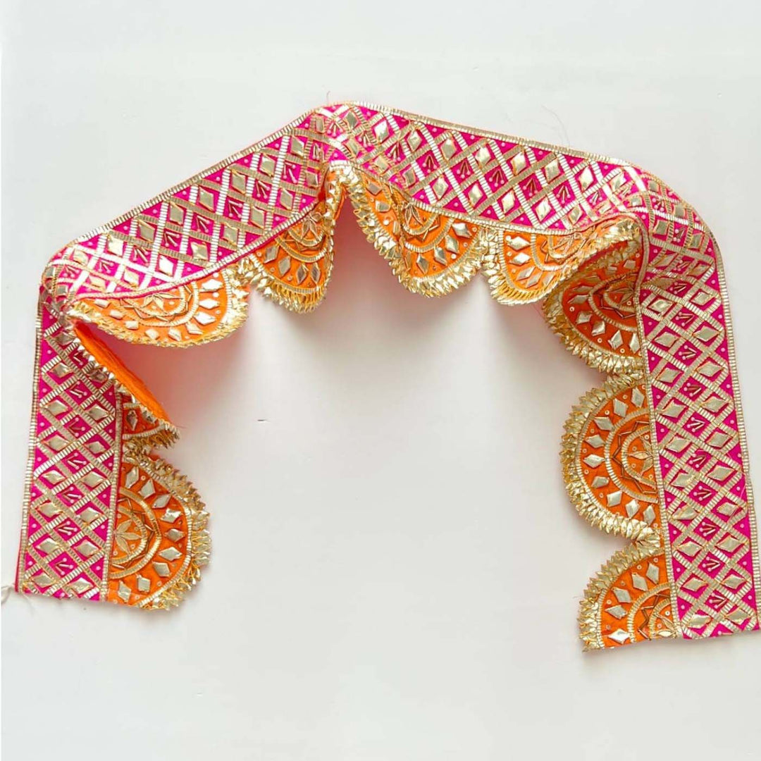 Handmade Gota Patti Orange & Pink Round Toran