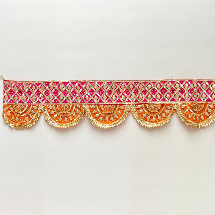 Handmade Gota Patti Orange & Pink Round Toran
